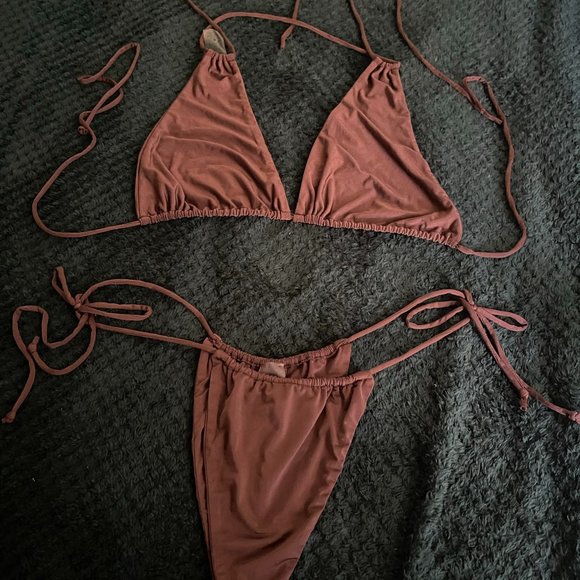 COPY - Naked Wardrobe Sun, Sand, & String 2-Piece Bikini Rich Silky Brown - Picture 3 of 7